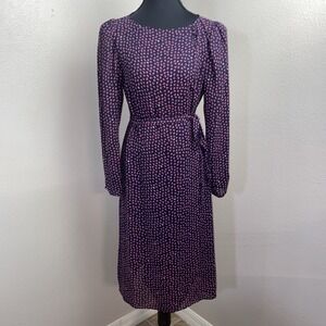 Vtg Jody California Wrap Dress Women's‎ 8/10 Navy & Pink Butterly Shoulder Pads